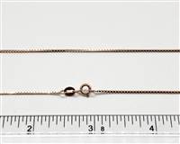 Rose Gold Plate over Sterling Chain 1mm Box. 18 Inch
