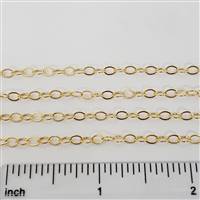 14k Gold Filled Chain - Cable Chain 3.1mm x 4.1mm Flat