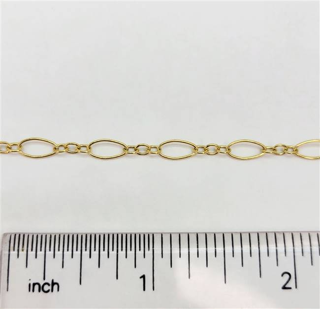 14k Gold Filled Chain - Oval Flat Long & Short Chain 4mm x 7mm