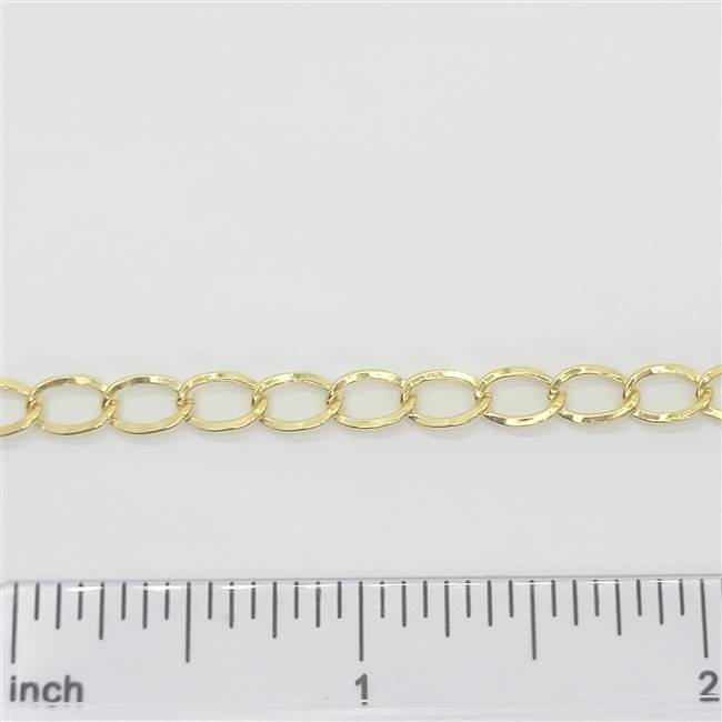 14k Gold Filled Chain - Curb Flat Chain 4mm