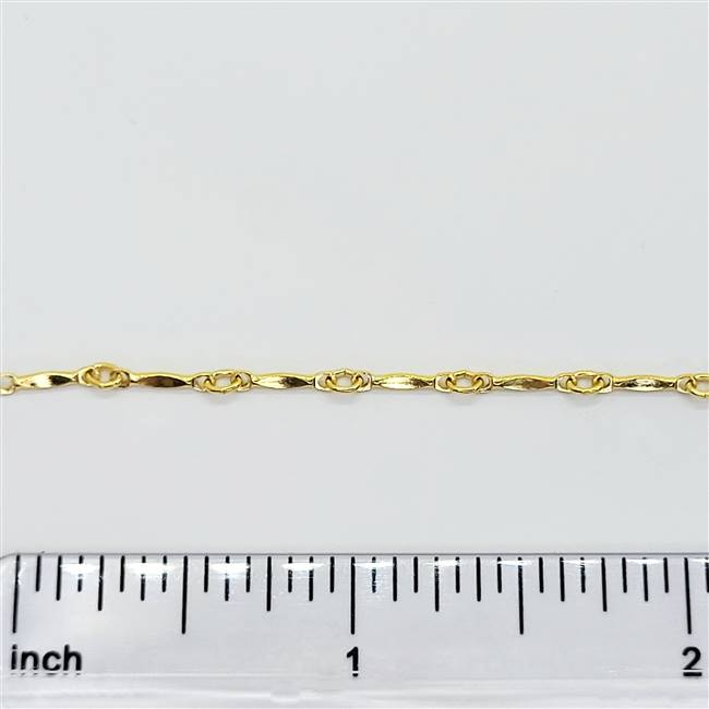 14k Gold Filled Chain - Dapped Bar Chain 0.9mm x 8mm