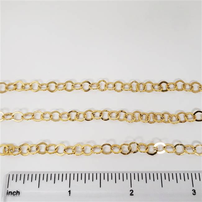 14k Gold Filled Chain - Round Cable Chain 5mm Flat