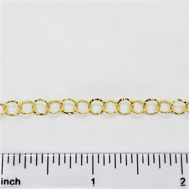 14k Gold Filled Chain - Round Cable Chain 5.4mm Hammered