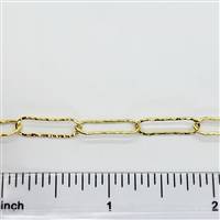 14k Gold Filled Chain - Elongated Rectangle Hammered Chain 5.5mm x 15mm