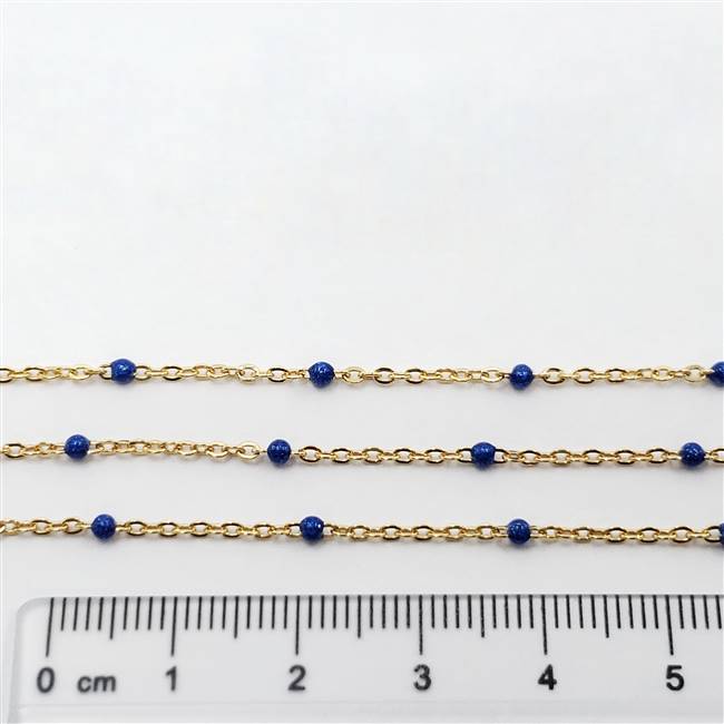 14k Gold Filled Chain - Satellite Chain with Enamel Beads 1.6mm x 2mm - Black