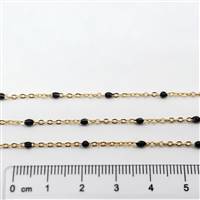 14k Gold Filled Chain - Satellite Chain with Enamel Beads 1.6mm x 2mm - Blue