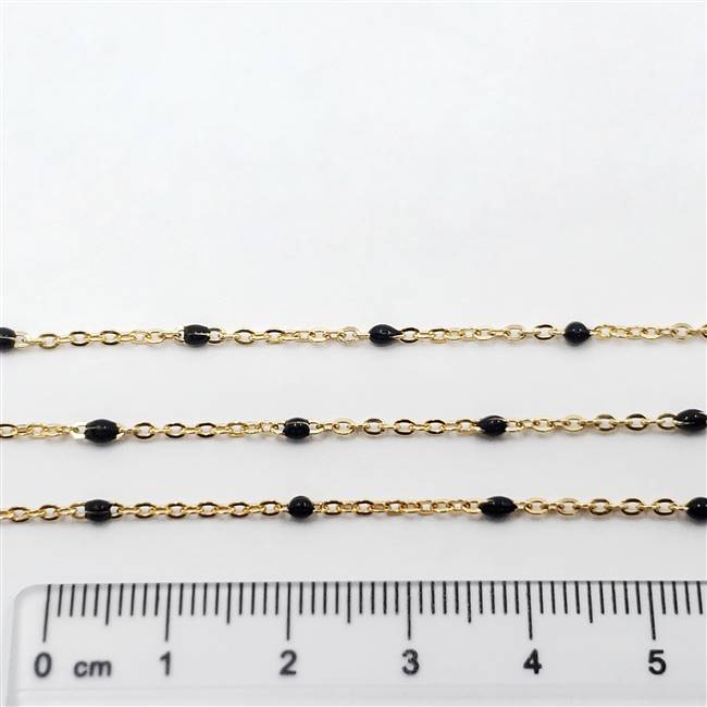14k Gold Filled Chain - Satellite Chain with Enamel Beads 1.6mm x 2mm - Blue
