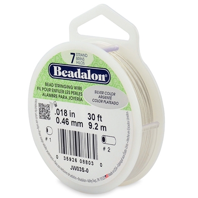 7 Strand .018" Silver Plated Beadalon Beading Wire 30 Foot Spool 