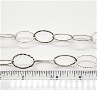 Sterling Silver Chain -  Oval Cable Chain 13.5mm x 20mm Hammered