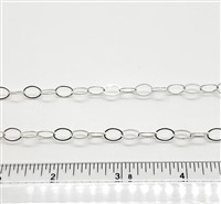 Sterling Silver Chain -  Oval Cable Chain 8mm x 6mm Flat