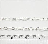 Sterling Silver Chain -  Oval Cable Chain 8mm x 6mm Hammered