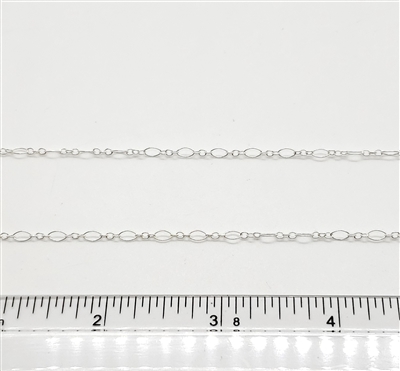 Sterling Silver Chain -  Long and Short Oval Chain 2.5mm x 4mm