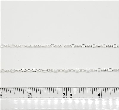Sterling Silver Chain -  Long and Short Oval Chain 2.5mm x 4mm