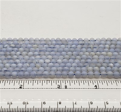 Stone Round Beads. Blue Lace Agate. 4mm.
