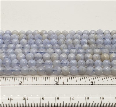 Stone Round Beads. Blue Lace Agate. 6mm.