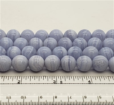 Stone Round Beads. Blue Lace Agate. 12mm.