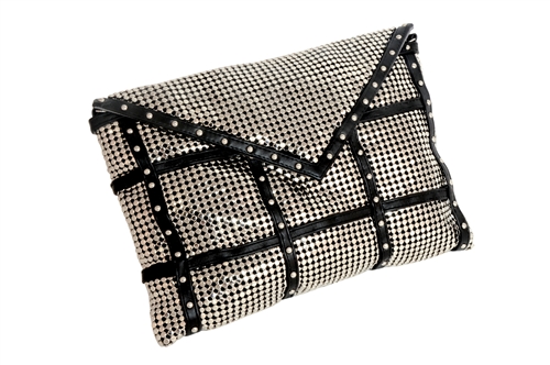 WHITING & DAVIS STUDDED ENVELOPE CLUTCH