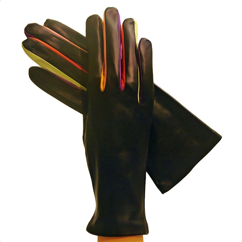 CASHMERE LINED MULTICOLORED ITALIAN LEATHER GLOVES
