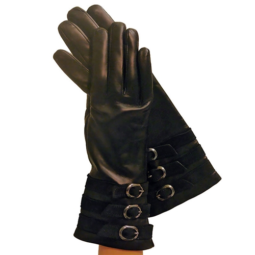 CASHMERE LINED 4-BUTTON LENGTH CHAMOIS BELTS ITALIAN LEATHER GLOVES