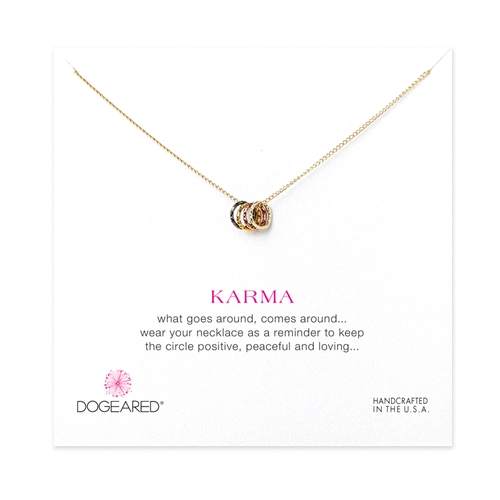 DOGEARED - KARMA, Tiny Sparkle Rings Gold Dipped Necklace