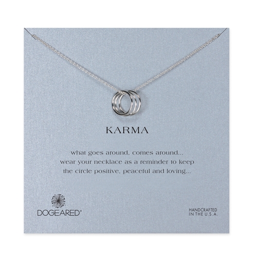 DOGEARED -  KARMA, Silver Dipped Triple Ring Necklace