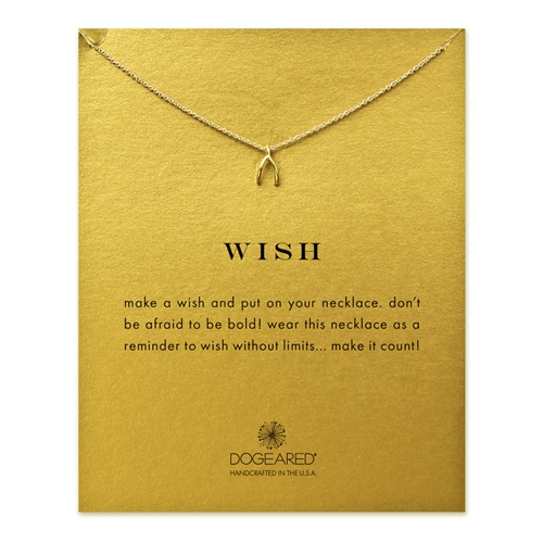 DOGEARED -  WISH, Gold Dipped Wishbone Necklace