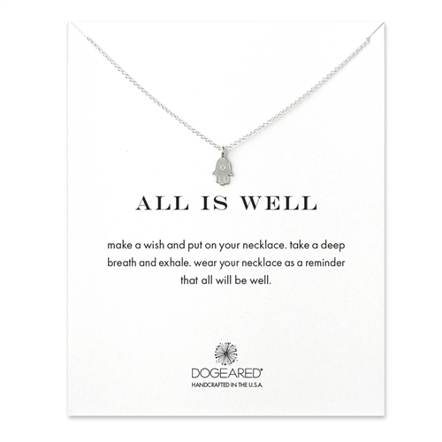 DOGEARED -  ALL IS WELL, Hamsa Sterling Silver Necklace