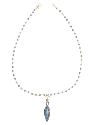 CHAN LUU - LABRADORITE FRAMED PENDANT NECKLACE