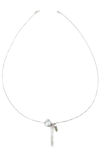 CHAN LUU - GREY MIX LAYERING PEARL CHARM NECKLACE