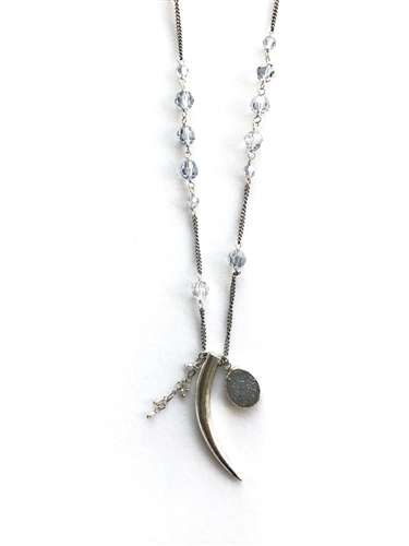 CHAN LUU - BLUE SHADE LAYERING HORN & CHARM NECKLACE
