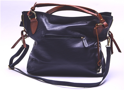 WHITE ORCHID NAVY BLUE HOBO