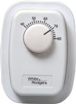 White Rodgers 1G66-641 Line Voltage Mechanical Bimetal, SPST, Open on Rise, No Thermometer, Wallplate Included, w/ OFF Position (White)