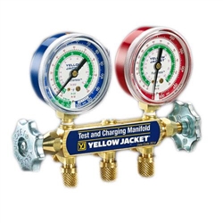 Yellow Jacket 41392 Manifold only w/ 2-1/2" Steel Case Gauges, Kg/Cm2/Psi, R-134A/404A/507