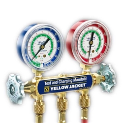 Yellow Jacket 41711 Series 41 Manifold w/2-1/2" Gauge, 60" Plus II Ball Valve Fittings for R-410A