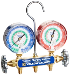 Yellow Jacket 41842 Manifold only, Psi, R-12/22/134A w/ 3-18" Color-Coded Gauges (Boxed)