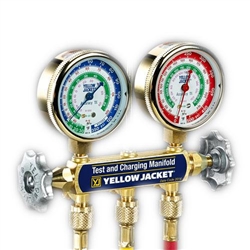 Yellow Jacket 42436 Series 41 Deluxe Manifold w/Class 1 Brass Gauge, Psi, R-22/134a/404A