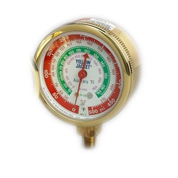 Yellow Jacket 49197 2-1/2" Brass Pressure, 0 - 500 Psi, R-12/22/502, Certified Gauge