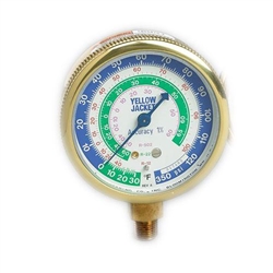Yellow Jacket 49198 2-1/2" Brass Compound, 30"-0-120* Psi, R-12/22/502, Certified Gauge