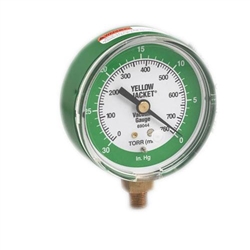 Yellow Jacket 69044 3 1/8" Vacuum Gauge w/ 1/8" NPT Male Fitting, 0-30 Inhg/760-0 Torr (mm)