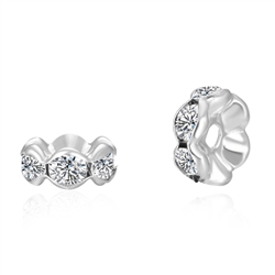 Flower Rondelle Spacer Bead with Rhinestone