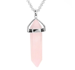 Rose Quartz Healing Point Reiki Chakra Gemstone Necklace