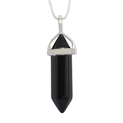 Black Crystal Healing Point Reiki Chakra Gemstone Necklace