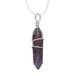 Amethyst Healing Point Reiki Chakra Gemstone Necklace