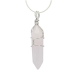 Rose Quartz Healing Point Reiki Chakra Gemstone Necklace