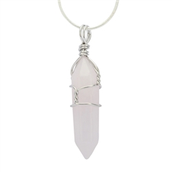 Rose Quartz Healing Point Reiki Chakra Gemstone Necklace