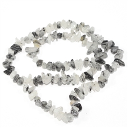 Smooth Chip Black Quartz Rutilated Gemstone Beads