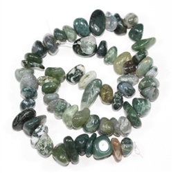 Smooth Chip Moss Agate Gemstone Beads