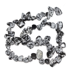 Teardrop Snow Flake Obsidian Gemstone Beads