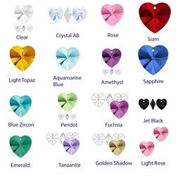 Swarovski 10mm Heart Birthstone Crystal Beads