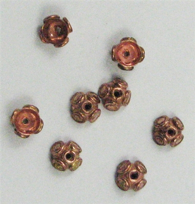 Antique Copper Bead Caps, 9mm, Circles Design. 12 pc pkg.